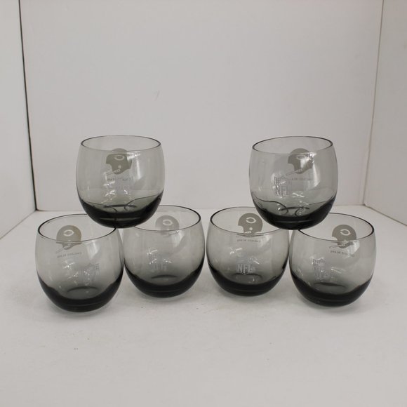 Mid Century Chicago Bears Smoky Roly Poly Glasses Set of 6 - Picture 5 of 7